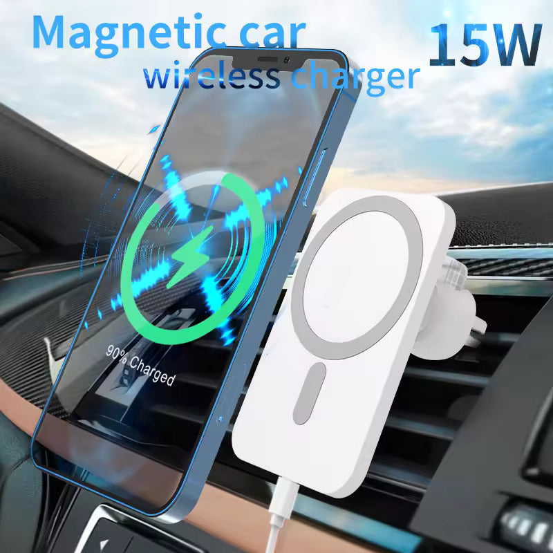 Incarcator auto wireless magnetic, MagSafe, 15W Qi Fast Charging